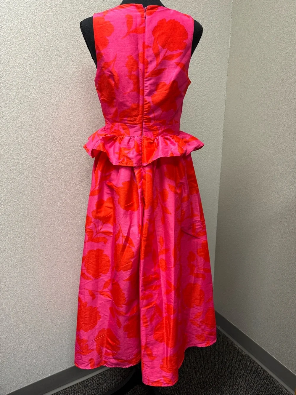 NWT Kate Spade x Target Rose Peplum Midi Dress Pink Red Floral Size 4 Pockets